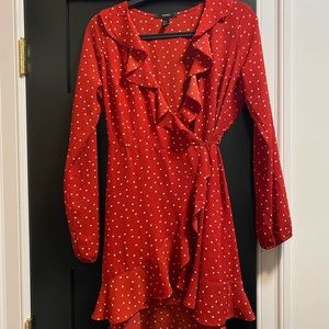 Forever 21 red and white polka dot wrap dress
